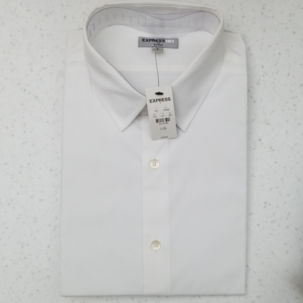 Express 1MX White Fitted Shirt